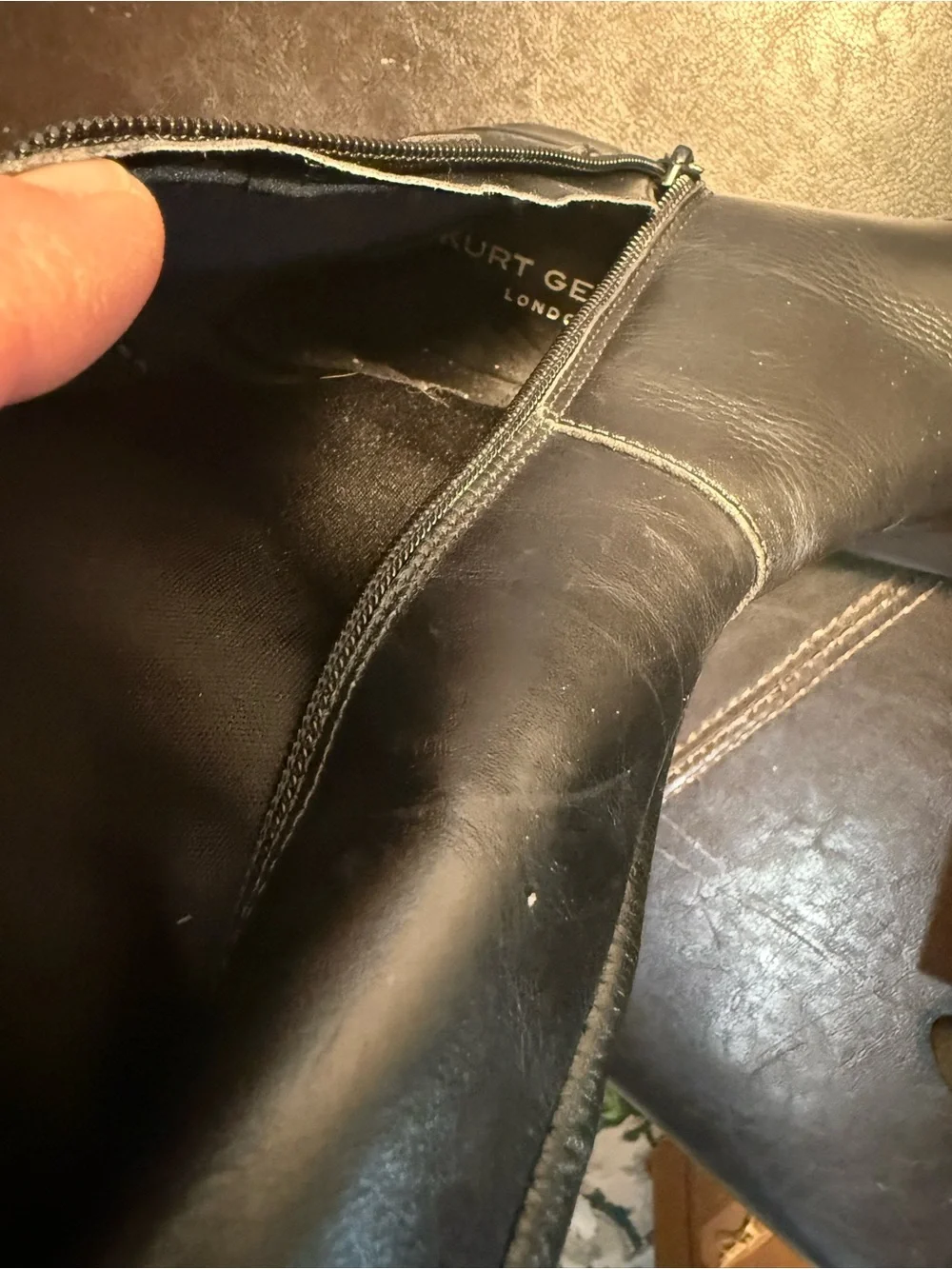 Black Over-the-Knee Chain-Trim Leather Kurt Geiger Boots